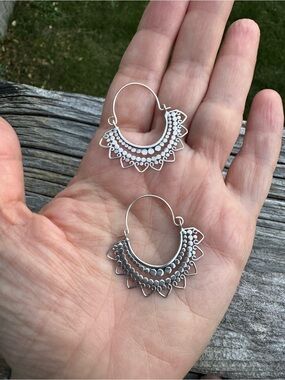 Annika Witt Sterling Silver Filigree Bali Artisan Hoop Earrings ATI 925 ID